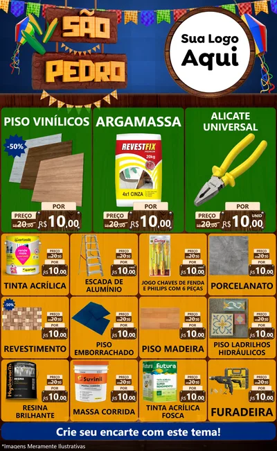 Modelo de Encarte para Encarte Grande com o tema São Pedro para Material para Construção