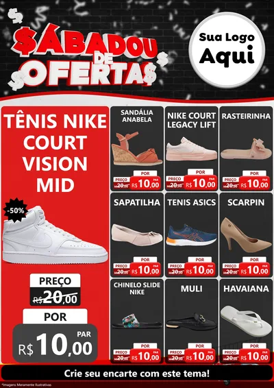 Modelo de Encarte para Encarte A4 Vertical com o tema Sabadou de Ofertas para Calçados