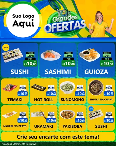 Modelo de Rede Social para Feed Instagram com o tema Grandes Ofertas para Comida japonesa