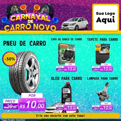 Modelo de Rede Social para Feed Facebook com o tema Carnaval de Carro Novo para Auto peças