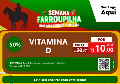 Modelo de Cartaz para Cartaz A4 Horizontal com o tema Semana Farroupilha - Uma Barbaridade de Ofertas para Farmácia