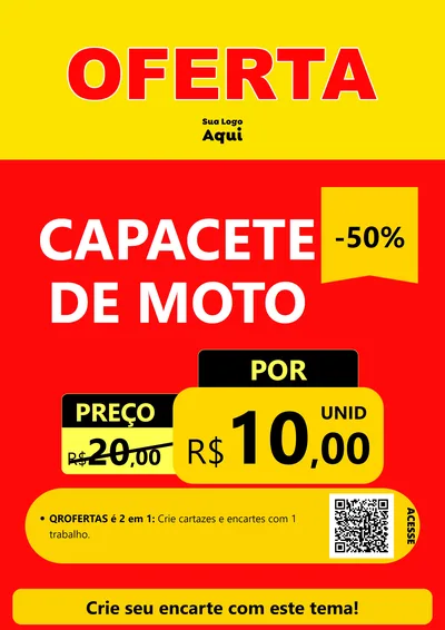 Modelo de Cartaz para Cartaz A4 Vertical com o tema OFERTA - Vermelho Cartaz para Moto peças