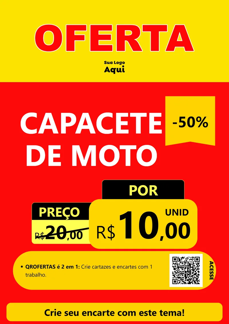 Modelo de Cartaz para Cartaz A4 Vertical com o tema OFERTA - Vermelho Cartaz para Moto peças