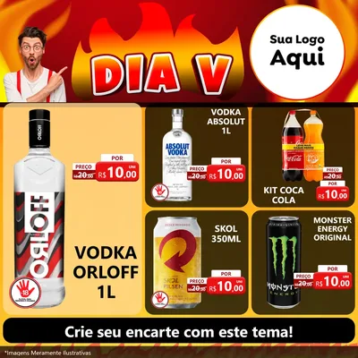 Modelo de Rede Social para Feed Facebook com o tema Dia V para Distribuidora de bebidas