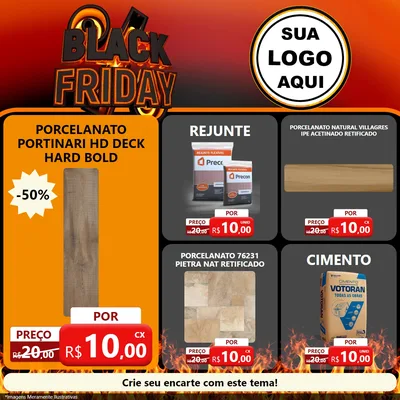 Modelo de Rede Social para Feed Facebook com o tema Black Friday para Pisos e revestimentos
