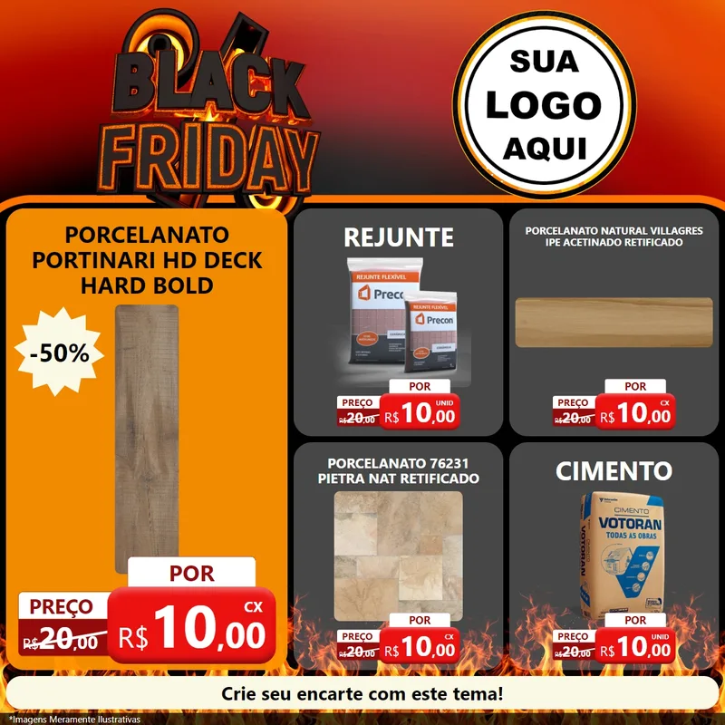 Modelo de Rede Social para Feed Facebook com o tema Black Friday para Pisos e revestimentos