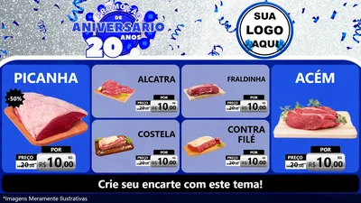 Modelo de TV para TV Horizontal com o tema Promoção de Aniversário - 20 Anos para Açougue