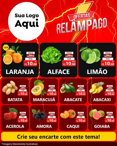 Modelo de Rede Social para Feed Instagram com o tema Ofertas Relâmpago para Hortifrúti