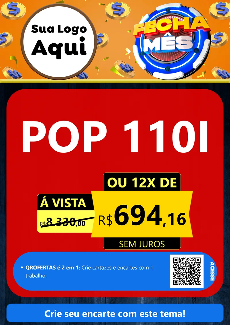 Modelo de Cartaz para Cartaz A4 Vertical com o tema Fecha Mês para Concessionaria de Motos