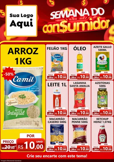 Modelo de Encarte para Encarte A4 Vertical com o tema Semana do Consumidor para Supermercado