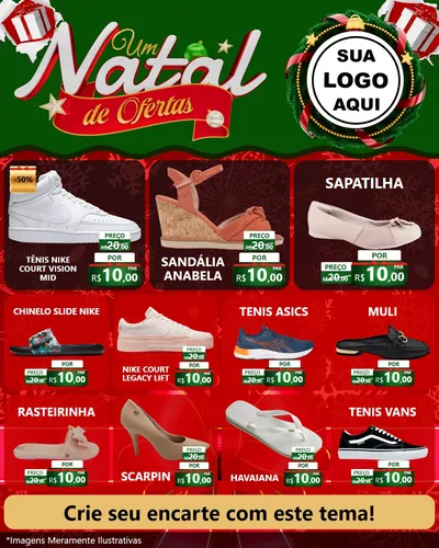 Modelo de Rede Social para Feed Instagram com o tema Um Natal de Ofertas para Calçados