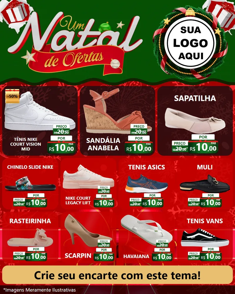 Modelo de Rede Social para Feed Instagram com o tema Um Natal de Ofertas para Calçados