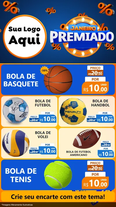 Modelo de TV para TV Vertical com o tema Janeiro Premiado para Artigos Esportivos