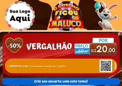 Modelo de Cartaz para Cartaz A4 Horizontal com o tema O Coelho Ficou Maluco - Páscoa para Ferragens