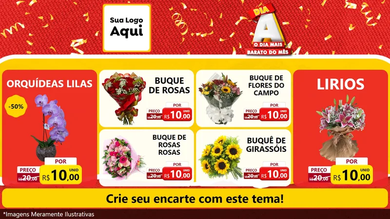 Modelo de TV para TV Horizontal com o tema Dia A o Dia Mais Barato do Mês para Floricultura e jardim