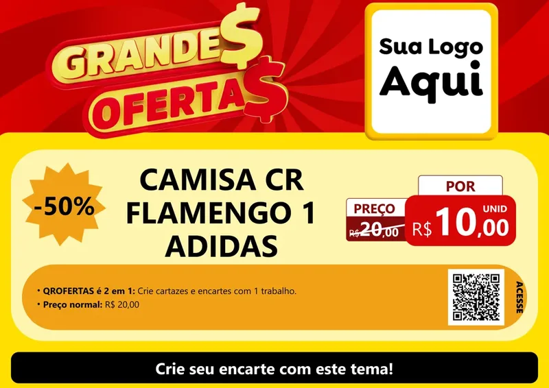 Modelo de Cartaz para Cartaz A4 Horizontal com o tema Grandes Ofertas para Roupas e acessórios