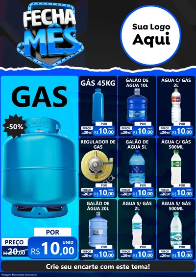 Modelo de Encarte para Encarte A4 Vertical com o tema Fecha Mês para Água e gás