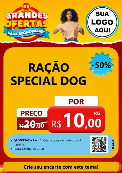 Modelo de Cartaz para Cartaz A4 Vertical com o tema Grandes Ofertas Para Economizar! para Pet Shop