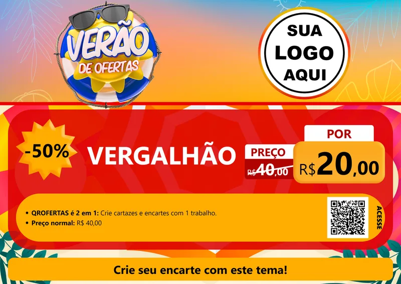Modelo de Cartaz para Cartaz A4 Horizontal com o tema Verão de Ofertas para Ferragens