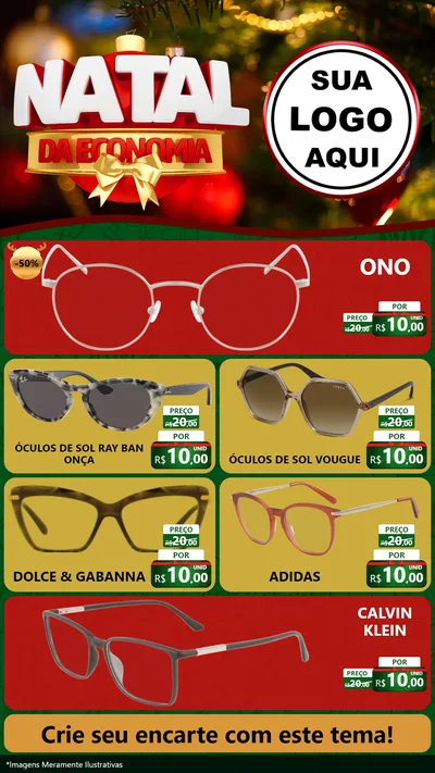 Modelo de TV para TV Vertical com o tema Natal da Economia para Óticas