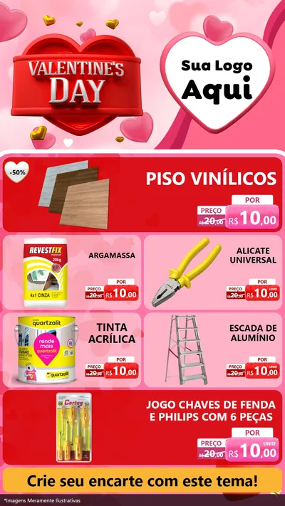 Modelo de TV para TV Vertical com o tema Valentine's Day para Material para Construção