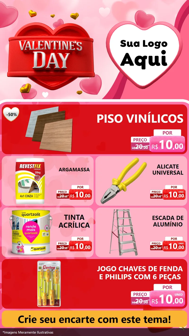 Modelo de TV para TV Vertical com o tema Valentine's Day para Material para Construção