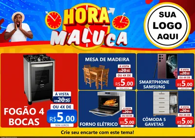 Modelo de Encarte para Encarte A4 Horizontal com o tema Hora Maluca para Móveis e Eletro