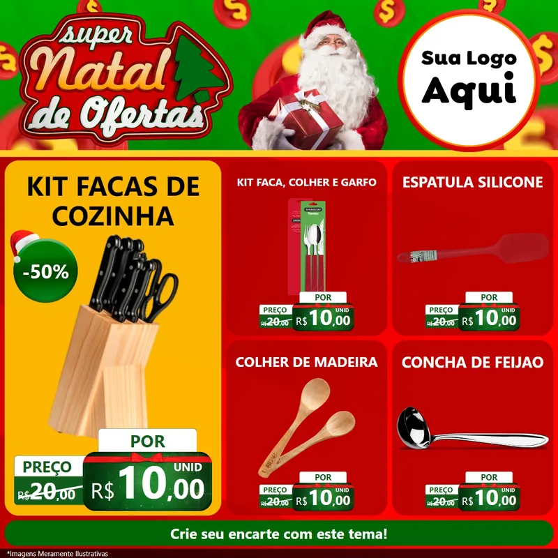 Modelo de Rede Social para Feed Facebook com o tema Super Natal de Ofertas para Utilidades Domésticas