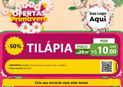 Modelo de Cartaz para Cartaz A4 Horizontal com o tema Ofertas de Primavera para Peixaria