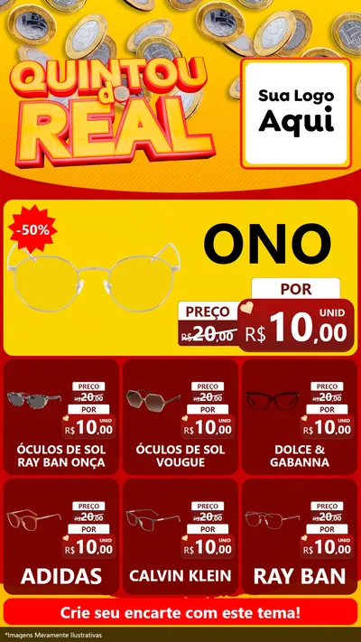 Modelo de Rede Social para Stories com o tema Quintou do Real para Óticas