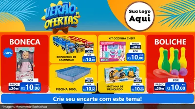 Modelo de TV para TV Horizontal com o tema Verão de Ofertas para Brinquedos