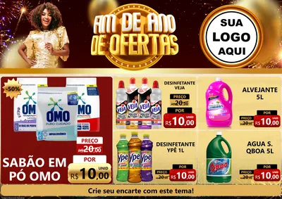 Modelo de Encarte para Encarte A4 Horizontal com o tema Fim de Ano de Ofertas para Produtos de Limpeza