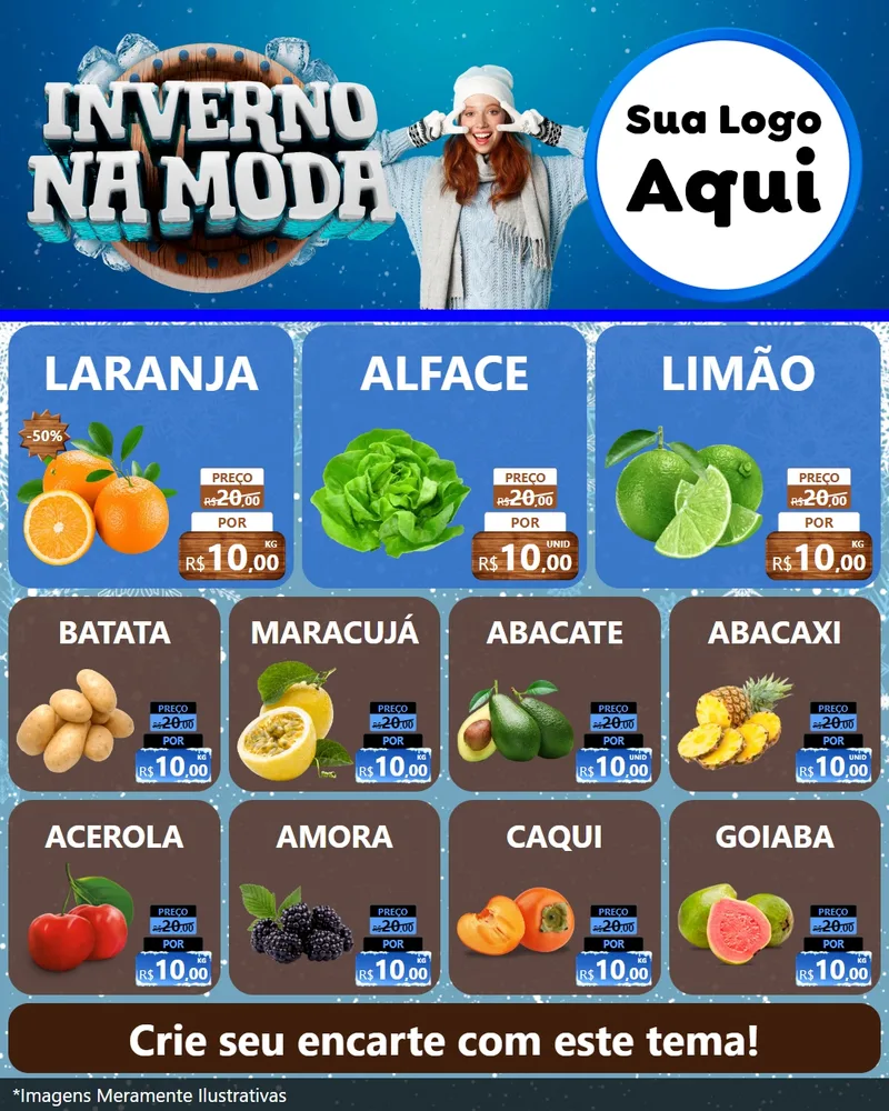 Modelo de Rede Social para Feed Instagram com o tema Inverno na Moda para Hortifrúti