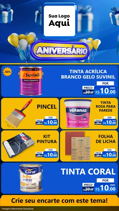 Modelo de TV para TV Vertical com o tema Aniversário para Tintas e Ferramentas