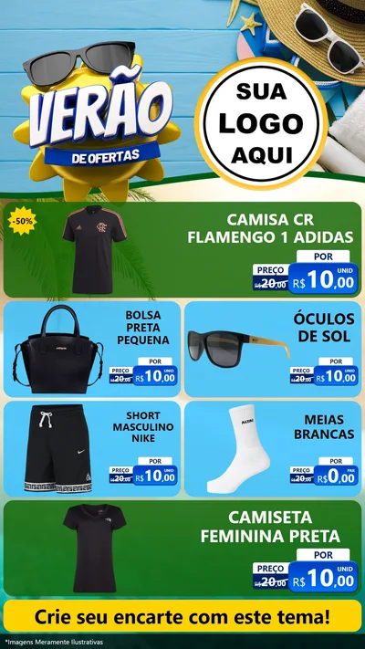 Modelo de TV para TV Vertical com o tema Verão de Ofertas para Roupas e acessórios