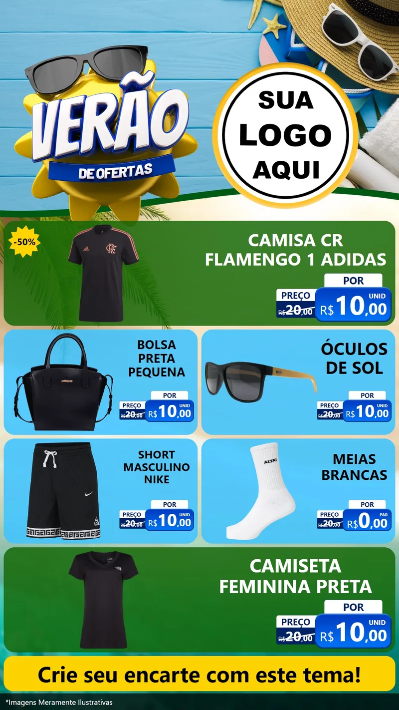 Modelo de TV para TV Vertical com o tema Verão de Ofertas para Roupas e acessórios