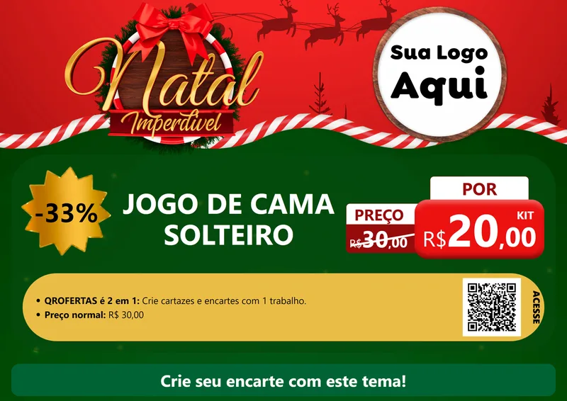 Modelo de Cartaz para Cartaz A4 Horizontal com o tema Natal Imperdível para Cama, Mesa e Banho