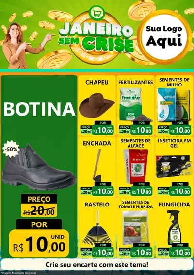 Modelo de Encarte para Encarte A4 Vertical com o tema Janeiro Sem Crise para Agropecuária