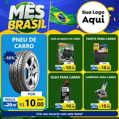 Modelo de Rede Social para Feed Facebook com o tema Mês do Brasil para Auto peças