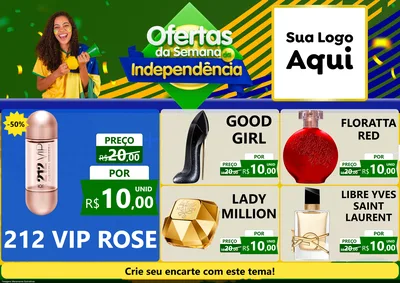 Modelo de Encarte para Encarte A4 Horizontal com o tema Ofertas da Semana da Independência para Perfumes
