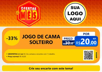 Modelo de Cartaz para Cartaz A4 Horizontal com o tema Ofertas do Mês para Cama, Mesa e Banho