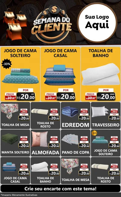 Modelo de Encarte para Encarte Grande com o tema Semana do Cliente para Cama, Mesa e Banho