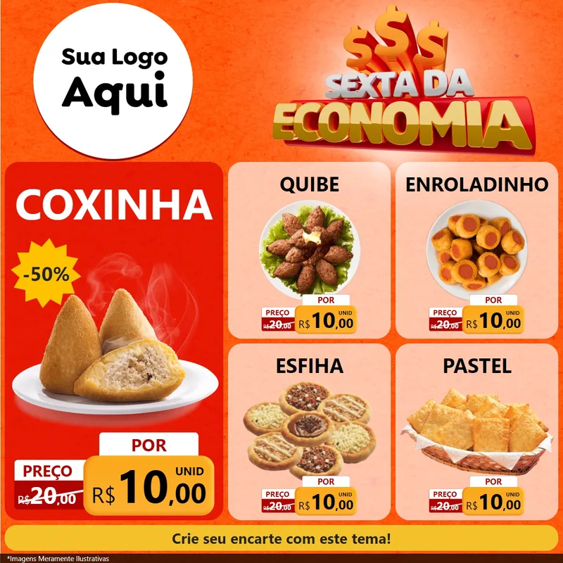 Modelo de Rede Social para Feed Facebook com o tema Sexta da Economia para Salgadaria