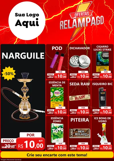 Modelo de Encarte para Encarte A4 Vertical com o tema Ofertas Relâmpago para Tabacaria