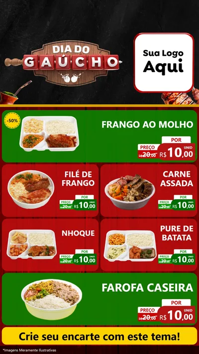 Modelo de TV para TV Vertical com o tema Dia do Gaúcho para Restaurante