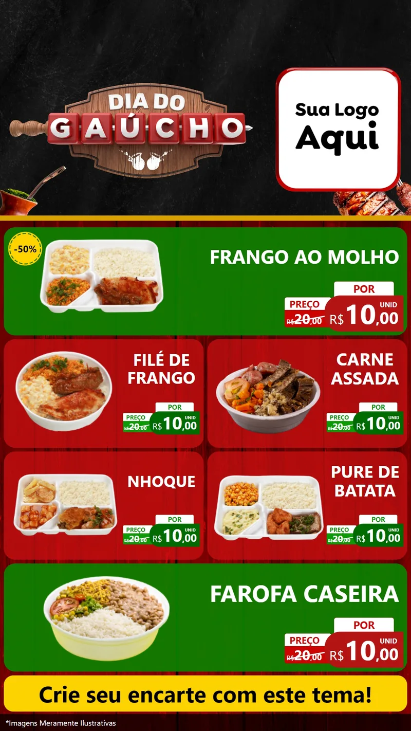 Modelo de TV para TV Vertical com o tema Dia do Gaúcho para Restaurante