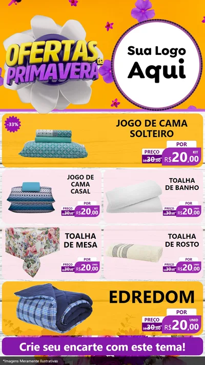 Modelo de TV para TV Vertical com o tema Ofertas Da Primavera para Cama, Mesa e Banho