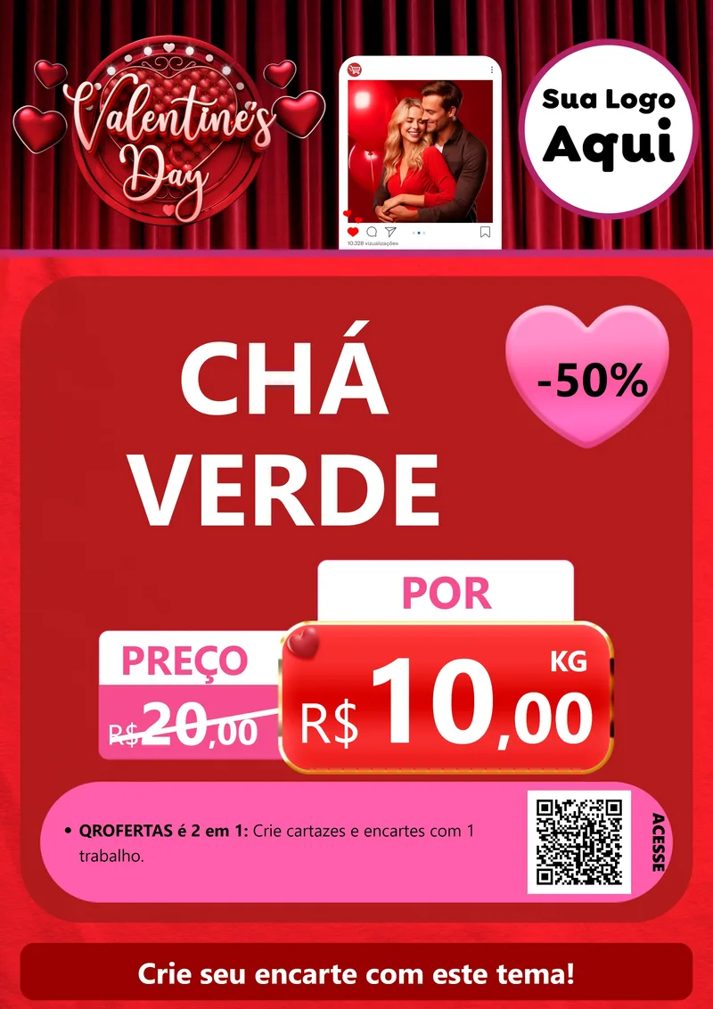 Modelo de Cartaz para Cartaz A4 Vertical com o tema Valentine's Day para Produtos Naturais