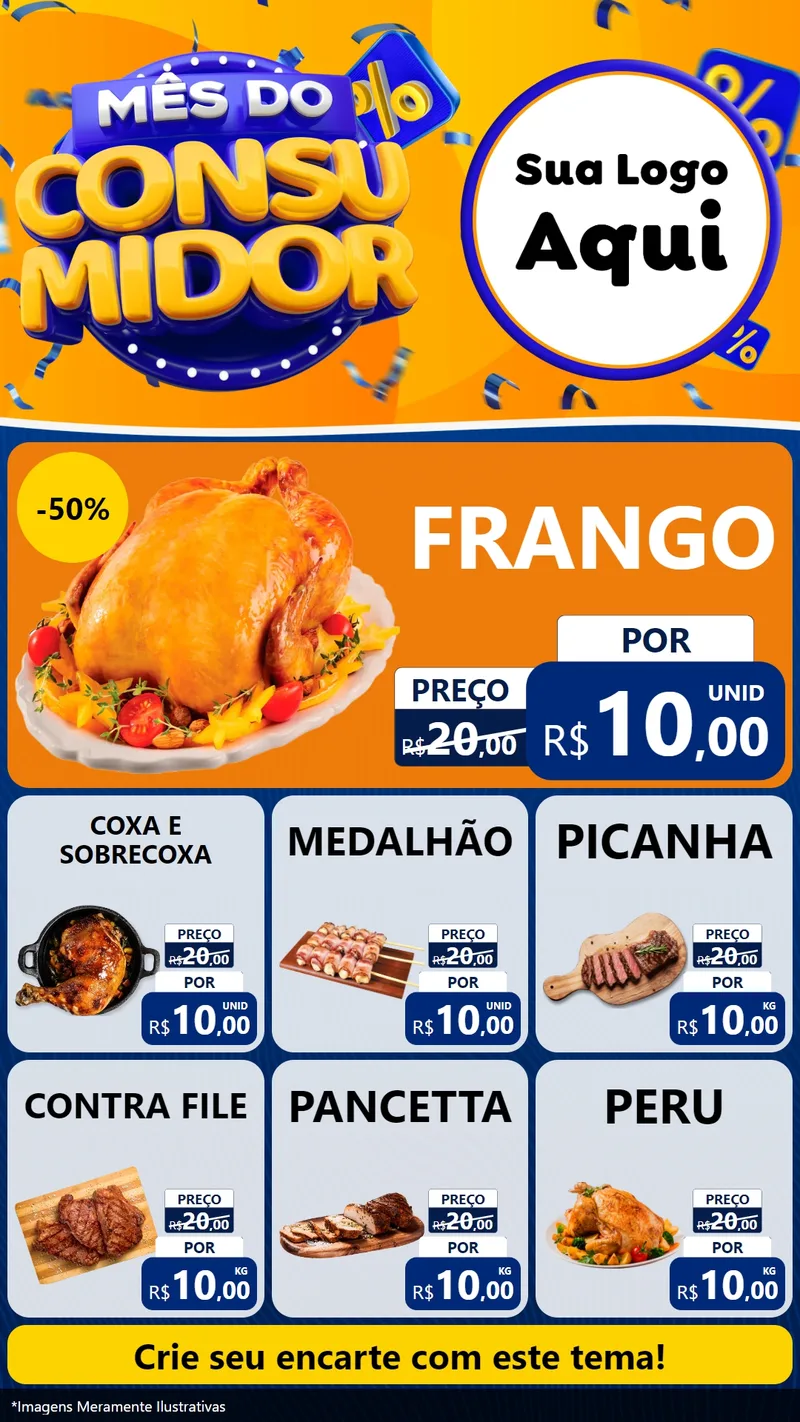 Modelo de Rede Social para Stories com o tema Mês do Consumidor para Assados