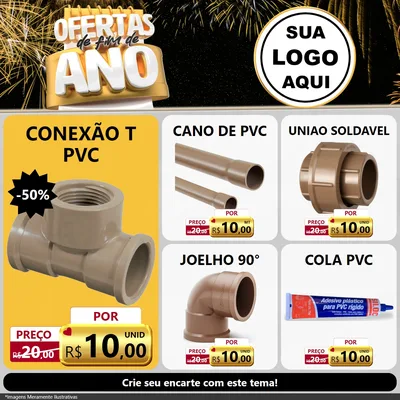 Modelo de Rede Social para Feed Facebook com o tema Ofertas de Fim de Ano para Tubos e conexões